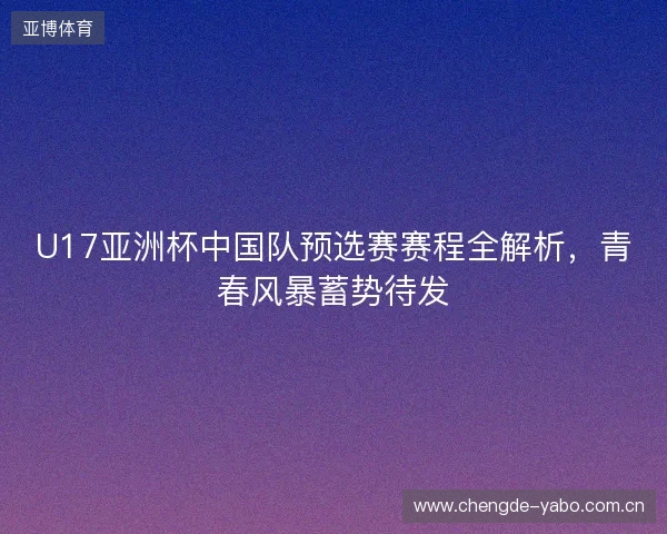 U17亚洲杯中国队预选赛赛程全解析，青春风暴蓄势待发